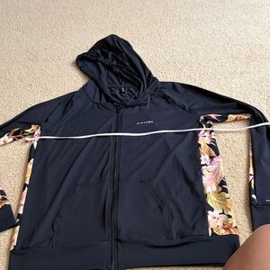 Rip Curl Black Hoodie UPF 50 with Floral Panels